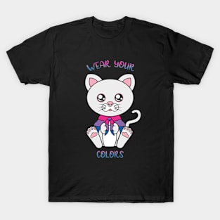 Bisexual flag, cute cat lgbt T-Shirt